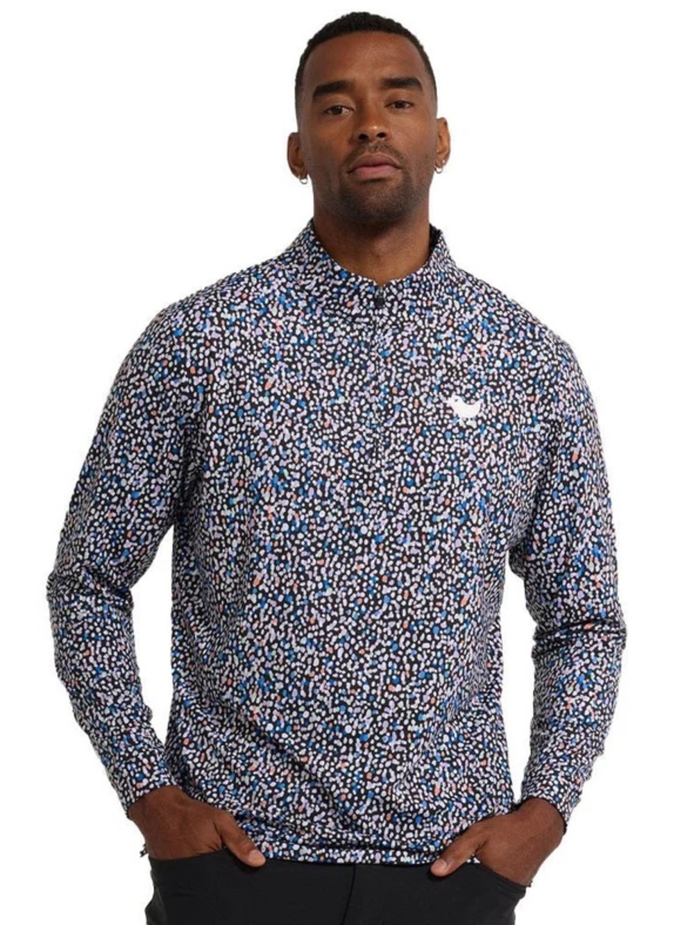 Bad Birdie Printed Golf Quarter Drip Zip Long Sleeve Shirt Size Medium NEW